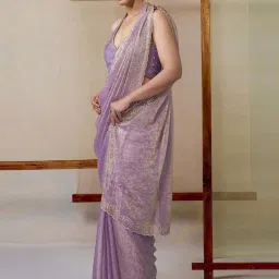 Soch Lavender Embellished Saree With Unstitched Blouse image 3