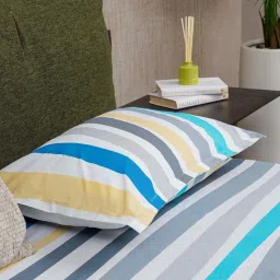 Urban Space Multicolor Cotton 200 TC Striped Single Bedsheet with 1 Pillow Cover image 3