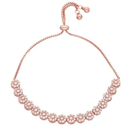Kai Jewel Sterling Silver Rose Gold Flowery Elegance Diamond Adjustable Bracelet image 3