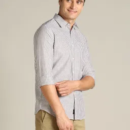 Dockers Grey Cotton Straight Fit Striped Shirt image 3