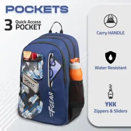 F Gear Navy Blue Floyd Printed Medium Backpack image 4