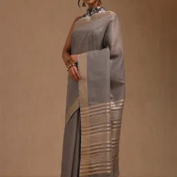 Soch Charcoal Linen Solid Saree image 3
