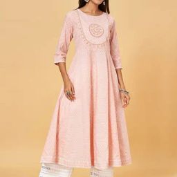 Rangmanch by Pantaloons Pink Printed Flared Kurta-picture-26