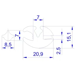 RS PRO Black EPDM Edging Strip, 20.9 mm Model No 1752583 (1 Roll of 20 m) image 2