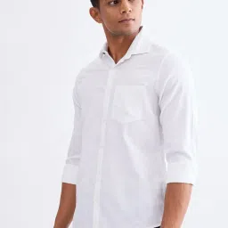 Spykar White Cotton Regular Fit Self Design Shirts image 3