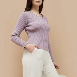 Code by Lifestyle Lilac Striped Top image 3