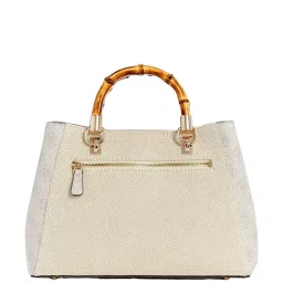 GUESS Off White Textured Satchel image 3