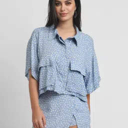 Forever 21 Blue Printed Shirt-image-1