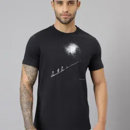 Woodland Black Cotton Regular Fit Printed T-Shirt-picture-40