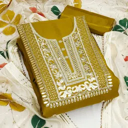 SAINOOR Embroidered Pure Silk Semi-Stitched Dress Material-image-70