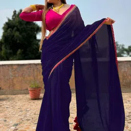 Avirat Designer Studio Embroidered Pure Georgette Banarasi Saree image 3