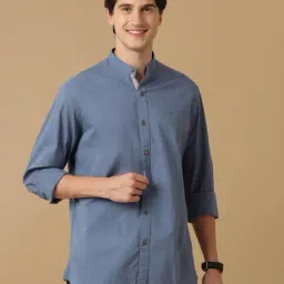 CAVALLO by Linen Club Blue Contemporary Fit Shirt-picture-27