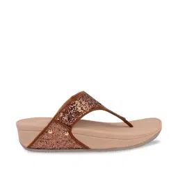 Rocia by Regal Women's Antique Gold Thong Wedges image 3