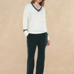 RAREISM Off White Acrylic Solid Long Sleeves Sweater image 5