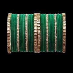 SAVORADE Set Of 32 Green Stainless Steel Bangle-picture-11