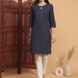 Anouk Rustic Abstract Printed Keyhole Neck Three-Quarter Sleeves Straight Kurta-picture-21