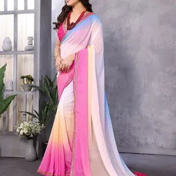 LeeliPeeri Designer Ombre Poly Georgette Saree image 3