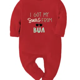 Zeezeezoo Family Theme 100% Cotton Full Sleeves I Got My Swag From My Bua Text Printed Romper - Red-picture-19