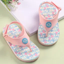 Babyoye Velcro Closure Flip Flops with Floral Print - Baby Pink-picture-24