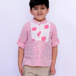 BownBee Cotton Full Sleeves Striped Shirt - Pink-picture-14