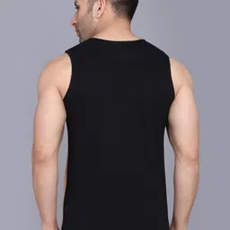 SLOWLORIS Pack Of 2 Printed Scoop Neck Gym Vests VSL26 CMB(CHS BLACKGREY)(JUST WHITE) image 5