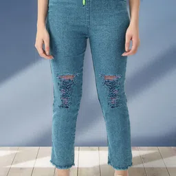 COUTUME COLLECTIONS Women Comfort Skinny Fit Mid-Rise Mildly Distressed Slit Jeans-image-11