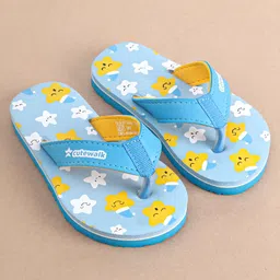 Cute Walk by Babyhug Slip On Flip Flops with Star Print- Blue image 2