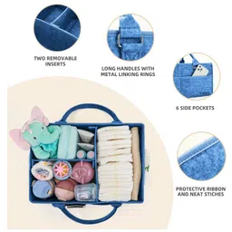 Babymoon Multifunctional Caddy Organiser Storage Mother Baby Diaper Bag Foldable - Blue image 2