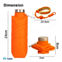 Bunie Stylish Collapsible Silicone Sipper Bottle with Wrist Strap  Pack of 1 Orange image 3