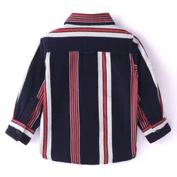 INFINITY Corduroy Cotton Woven Full Sleeves Striped Shirt - Navy image 4