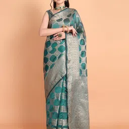 Areca Designer Ethnic Motifs Zari Organza Banarasi Saree-picture-38