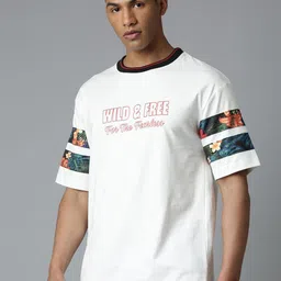 Breakbounce Men Typography Printed Applique T-shirt-picture-34