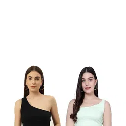 PINOVO Women Pack Of 2 Solid One Shoulder Cotton Crop Top-image-12