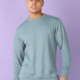 V-Mart Men Solid Round Neck Fleece Pullover Sweatshirt image 2