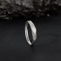GIVA Men 925 Silver Rhodium-Plated Cubic Zirconia Studded Rough Edge Finger Ring-picture-58