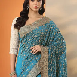 Libas Embellished Embroidered Silk Blend Heavy Work Saree image 4