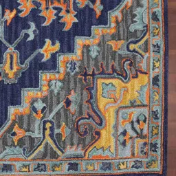 Blue Persian Wool 5 ft x 8 ft Hand Tufted Carpet by Saraswati Global image 4