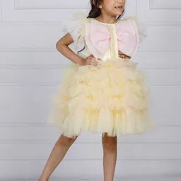 The Lush Affair Tie and Dye Flutter Sleeve Fit and Flare Net Dress image 3