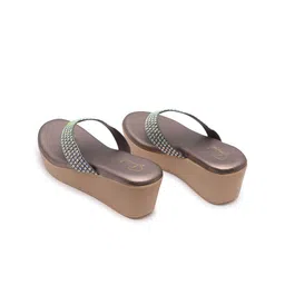 Shoestail Embellished Wedge Heels Sandals image 2