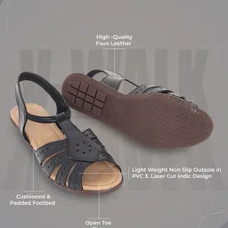 V-WALK Women Slingback Strap Open Toe Flats image 4