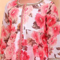 Biba Girls Floral Printed Regular Anarkali Kurta with Palazzos & Dupatta image 2