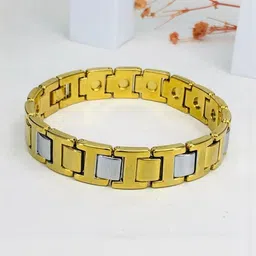 RKB Sales Men Stainless Steel 18K Gold-Plated Link Bracelet-image-48