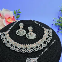 VATSALYA creation Rhodium-Plated Artificial Stones Alloy Jewellery Set-image-38