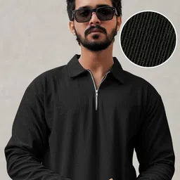 JUMPCUTS Self Design Polo Collar Regular Fit T-shirt-picture-30