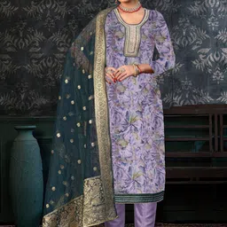 SAINOOR Embellished Organza Semi-Stitched Dress Material-picture-22