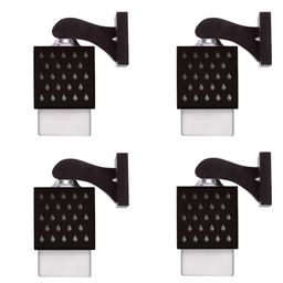 Gojeeva Black and White 4 Pieces Textured Wooden Square Shaped Wall Lamps-picture-4