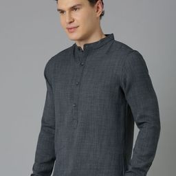 Mast & Harbour Men Standard Fit Solid Band Collar Cotton Casual Shirt image 5