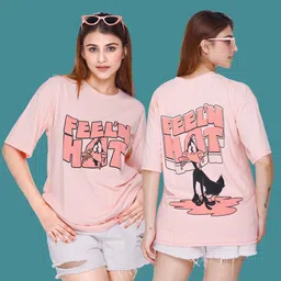 White Moon Women Typography Printed Round Neck Oversized T-shirt-picture-39