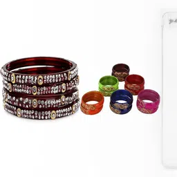 SOMIL Set of 16 Women Ethnic Handcrafted Glass Bangles-image-73