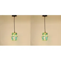 1ST TIME Green & White Textured Self Assembly Bell Ceiling Lamp-image-47